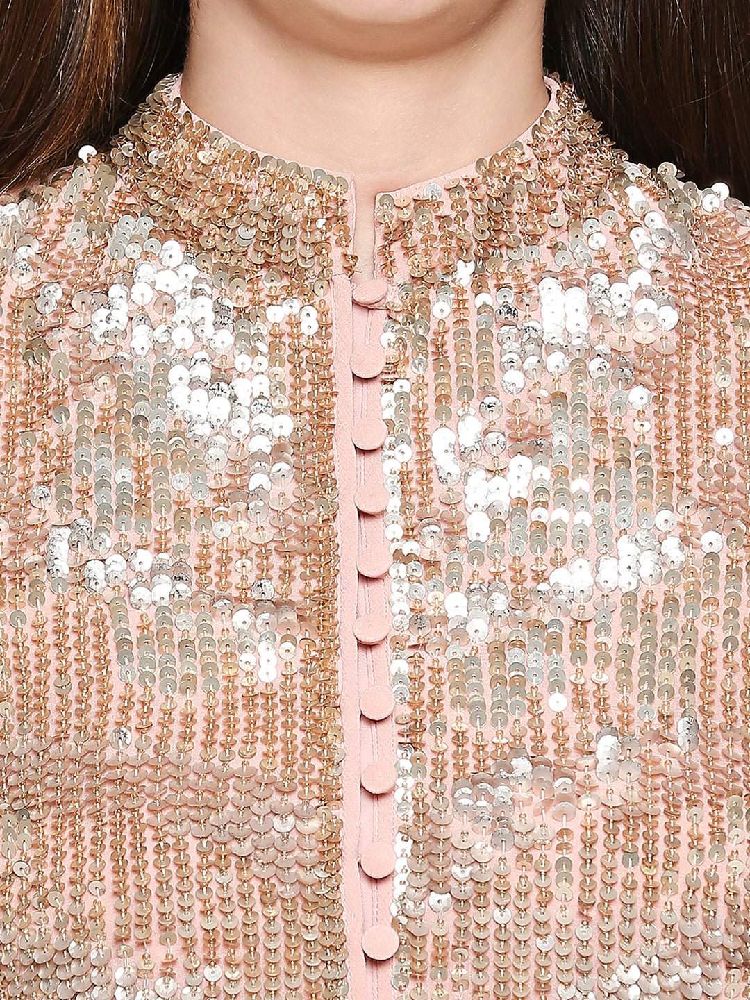 Rose-gold Premium Embellished Sequin Blouse Jacket - AaliyaIndia