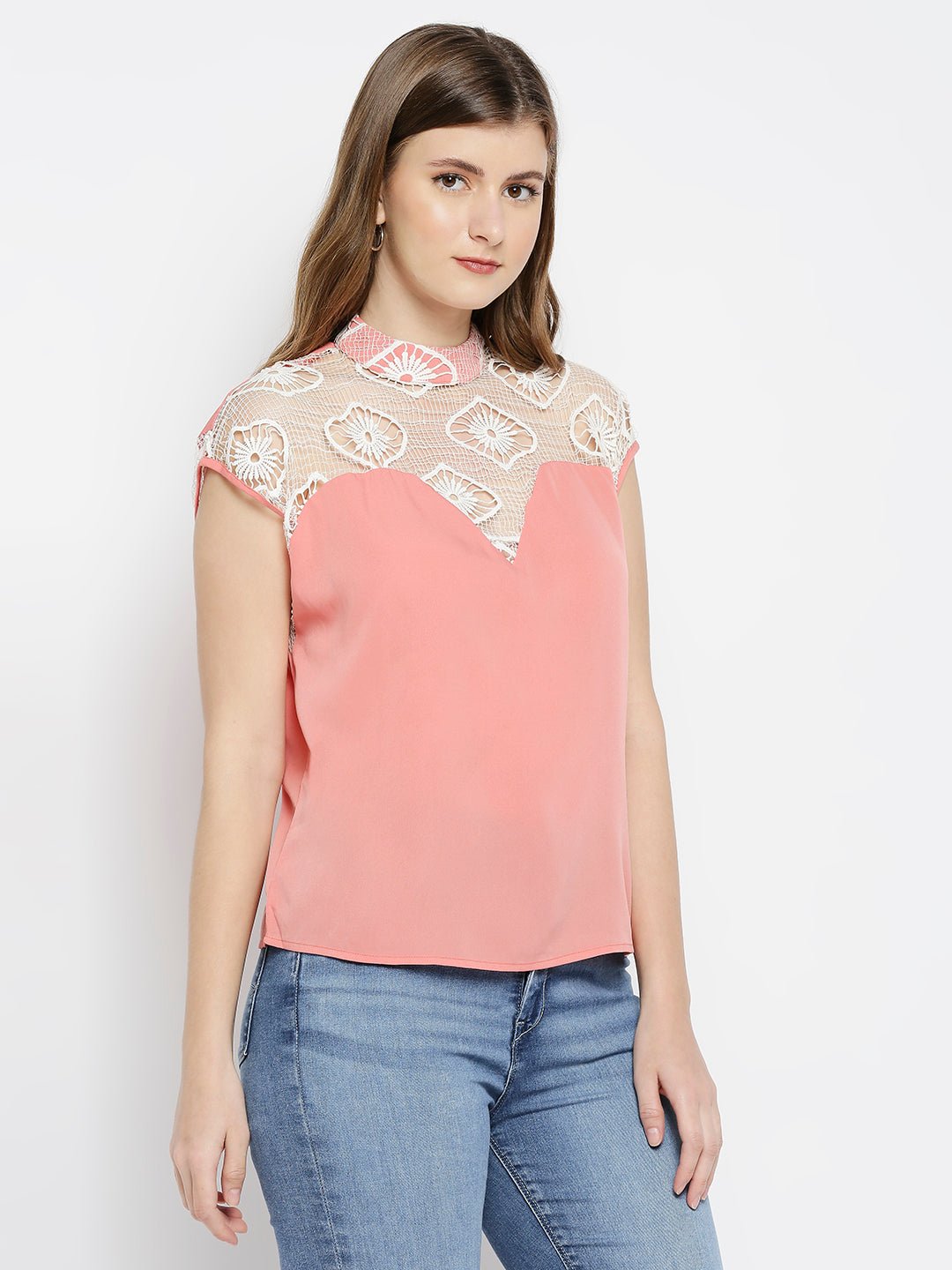 Sleeveless Lace Inserted Top - AaliyaIndia