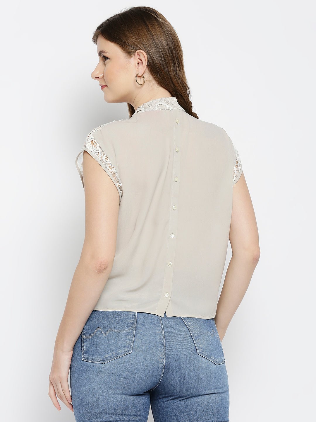 Sleeveless Lace Inserted Top - AaliyaIndia