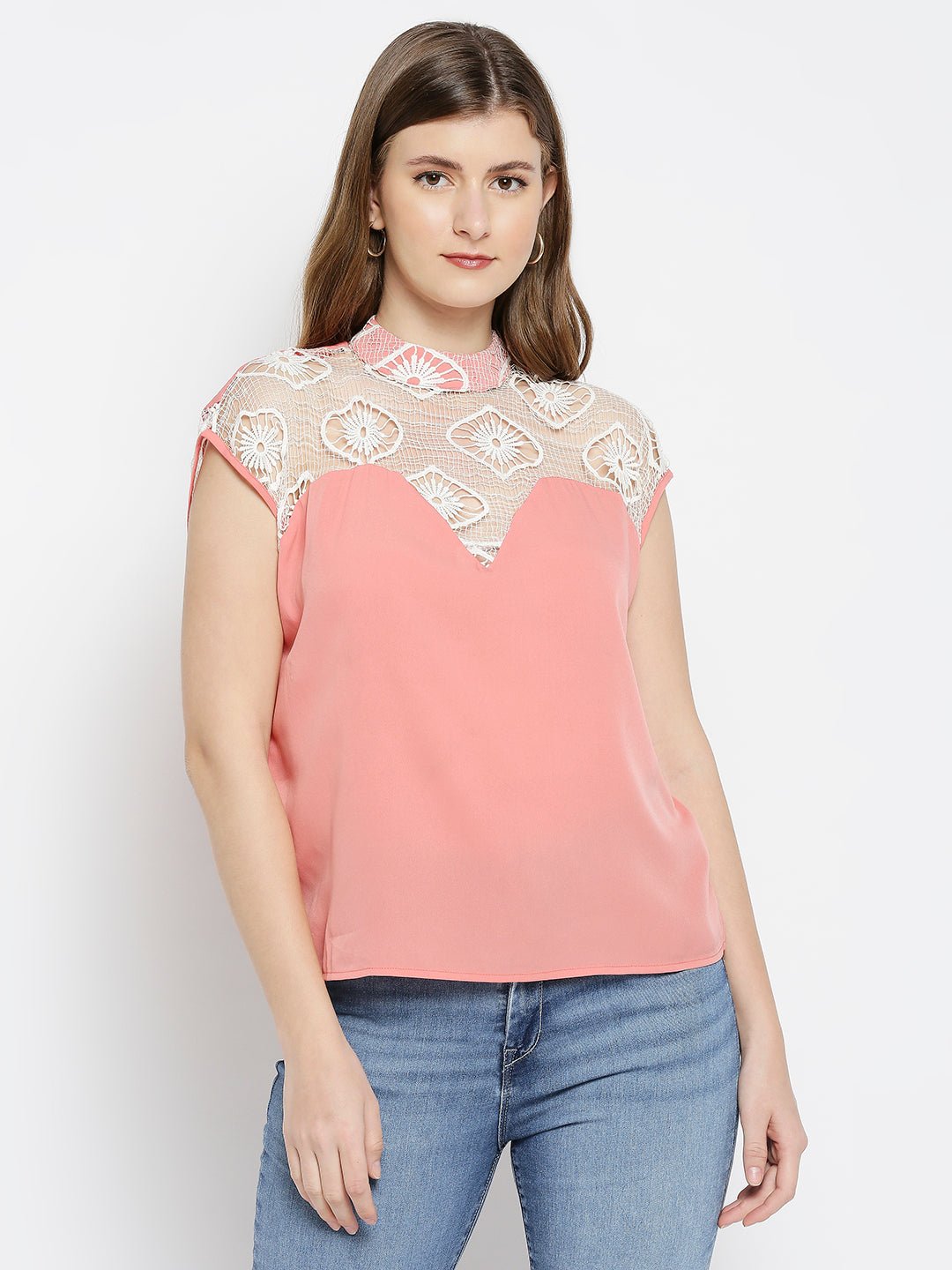 Sleeveless Lace Inserted Top - AaliyaIndia