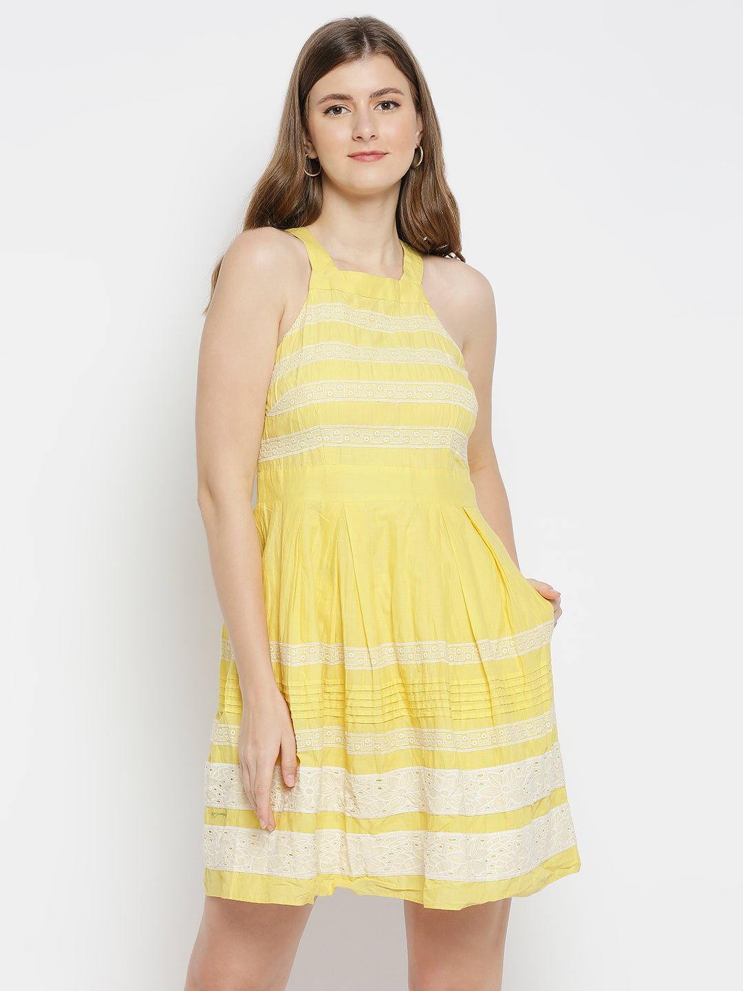 Yellow Embroidered Dress - AaliyaIndia