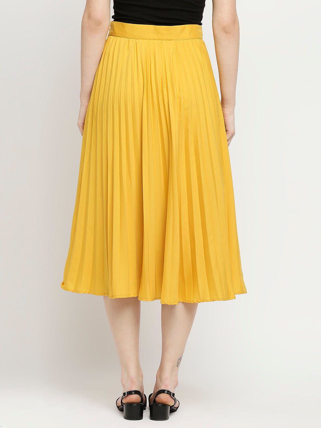 Yellow pleated skirt - AaliyaIndia