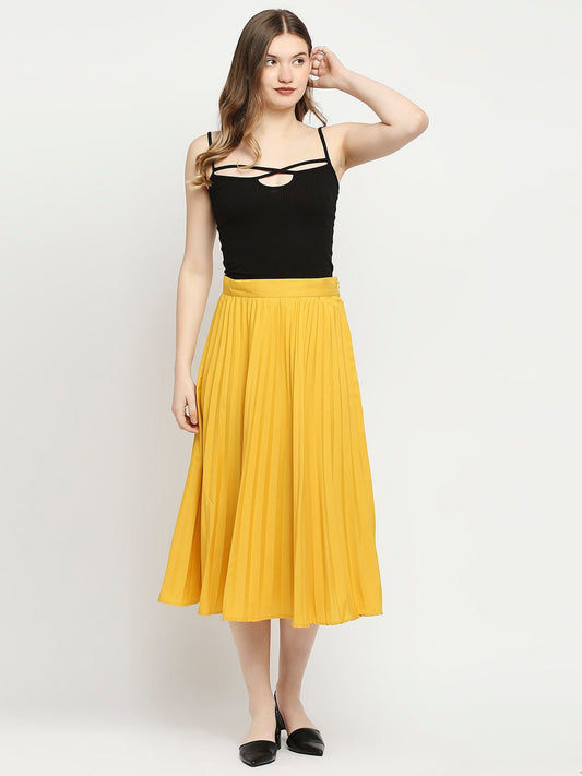 Yellow pleated skirt - AaliyaIndia