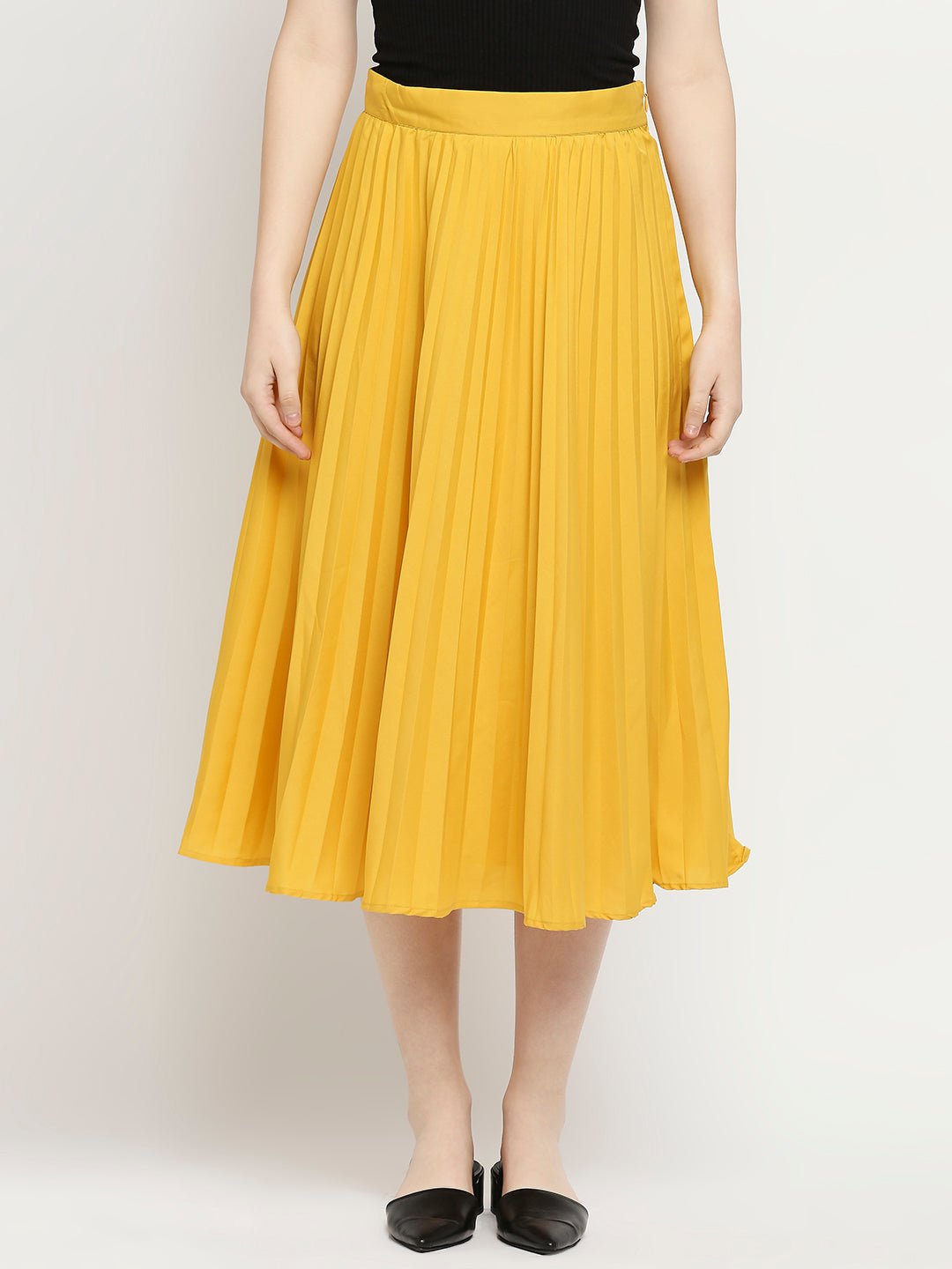 Yellow pleated skirt - AaliyaIndia